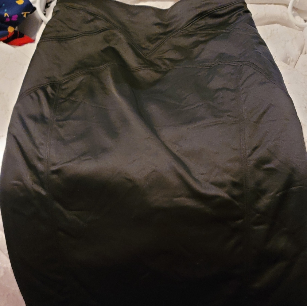 Bebe black satin pencil skirt